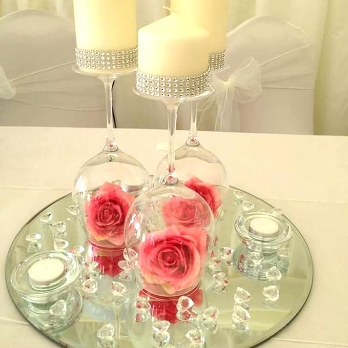 16Pack Round Mirror Centerpieces for Table Decorations, 12inch Circle Mirror Trays Plates for Centerpieces, Circle Mirror Candle Plates for Centerpieces Table Wedding Party Decorations