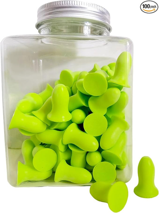 Fan Wu Small Soft Foam Earplugs 50 Pair,32dB Highest NRR for Noise Reduction,Safety Hearing Protection Ear Plugs Contoured for Comfort Slow Rebound,Tapón para el oído,Slim Waist (GREEN, Small，XS SIZE)