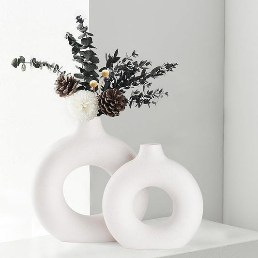 CEMABT Vases for Pampas Grass,Creative Vase Modern Home Decor,Handmade Vase White Ceramic Dried Flowers Crafts Ornaments for Office Home Deco Decoration