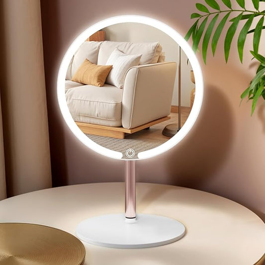 Makeup Mirror with Lights, 4K Ultra-Clear Reflection, Long-Press Adjustable Brightness, 3 Glow Settings, Flexible Multi-Angle Design – Perfect for Makeup and Valentines Day Gifts for Her
