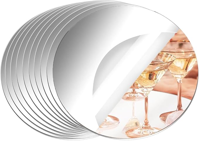10 Pack Round Mirrors for Centerpieces, 12inch Circle Mirror Centerpieces for Tables, Mirror Tiles for Wall Table Wedding Centerpieces Mirror Plates for Candle Wedding Decorations DIY Craft