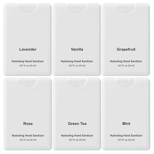 6 Pack Hand Sanitizer Spray Gift for Women Travel Size Mini Scented Hand Sanitizer Spray Refillable White Bottle Pocket Portable Thank You Gifts for Staff Teacher Nurse Office