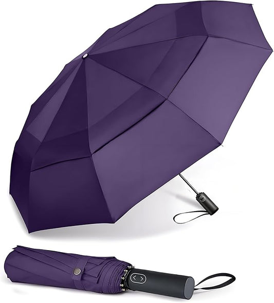 MRTLLOA 49/54/62 Inch Large Folding Golf Umbrella, Oversize Double Canopy Vented 10 Ribs Windproof Compact Travel Umbrellas for Rain
