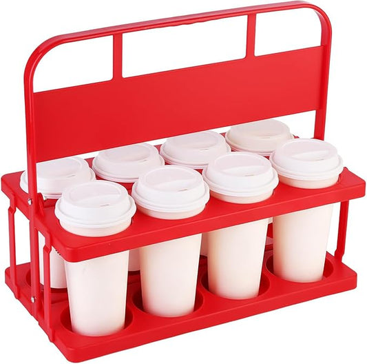 Reusable Drink Carrier with Handle for Food Delivery Drivers, Portable 8 Cup/Coffee Holder Accessories for Delivery, Foldable Drinks Caddy with Tray, Car Durable Plastic Festive Bottle, Vacation