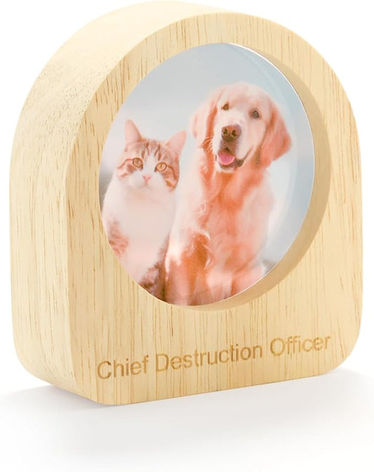Custom 3D Crystal Photo Night Light Personalized Photo Crystal Ball Engraved Picture Lamp with Wood Base Memorial Gift for Pets Family Couple Birthday Valentine's Day (Style 1)