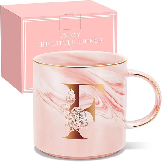 Valentines Day Gifts for Her, Anniversary Birthday Galentines Gifts for Women Mom Grandma Friend Sister Wife Teacher Coworker, Personalized Initial Customized Gift Monogrammed A-Z Coffee Mug 12 OZ(F)