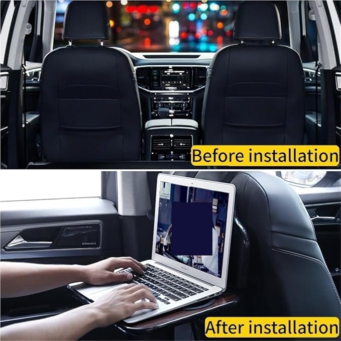 Folding Wood Car Back Seat Food Tray Table, Multi-Functional Car Seat desk for Eating, Working, Writing, Traveling(Natural)