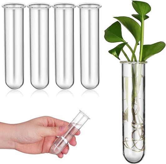 Housoutil Glass Test Tubes for Plants, 5PCS Glass Propagation Tubes for Plants, Test Pipe Vase for Scientific Experiments, Party Office and Home Decorations, Flowers Desktop Propagation