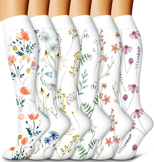 Bluemaple 6 Pack Copper Compression Socks for Women and Men Circulation-Best Support for Medical, Running,Nursing,Athletic