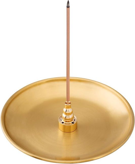 OIIKI 3 in 1 Stick Incense Burner, 6.7 Inch Brass Incense Holder, Alloy Cone Ash Catcher for Indoor Outdoor Use
