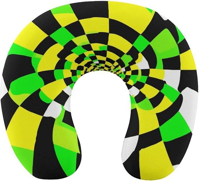 Women’s Travel Pillow U-Shaped Memory Foam Neck Rest, 3D Realistic Abstract Green Pattern U-Shape, Washable Airplane Car Support