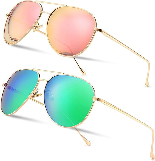 SUNGAIT Women's Lightweight Oversized Aviator Sunglasses - Classic Style Polarized Lens