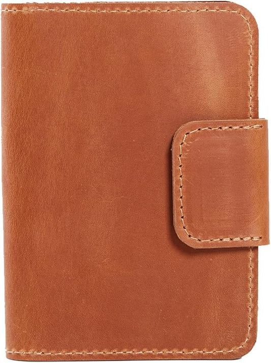 Leather Passport Holder for Travel Men - Travel Passport Wallet Compatible with Airtag Passports Cover with Card Slots & Note Compartment, Magnetic Closure, Genuine Leather, Vintage Cognac