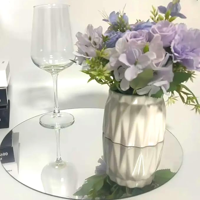 16Pack Round Mirror Centerpieces for Table Decorations, 12inch Circle Mirror Trays Plates for Centerpieces, Circle Mirror Candle Plates for Centerpieces Table Wedding Party Decorations