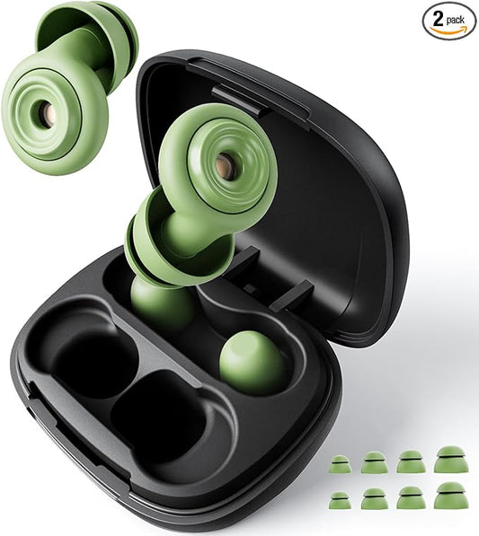 Ear Plugs for Sleeping 45dB Reusable Noise Cancelling Ear Plugs with 8 Eartips and Travel Case for Concerts, Snoring, Travel, Study Sleeping earplugs(Green)