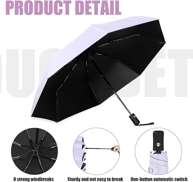 Jexine 6 Pcs Travel Compact Umbrella Automatic Open Close Windproof Small Light Backpack Purse Car Portable Collapsible Umbrella for Rain, Men Women