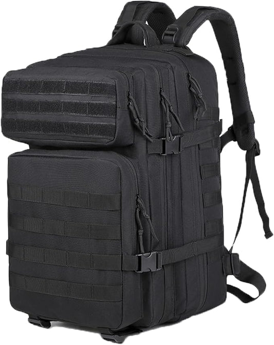 56L Tactical Backpack, Military Molle Backpack Army 3 Day, Waterproof Durable Hiking Rucksack for Men, 24H Outdoor Survival Bug Out Bag for Camping, Travel, Hunting, Black