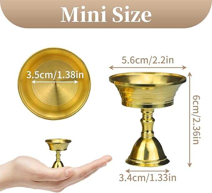 Sziqiqi Ghee Lamp Butter Lamp Holder Golden Cup Candle Holder Tibetan Brass Oil Lamp Buddhist Altar Supplies (Candle Holder 6#)