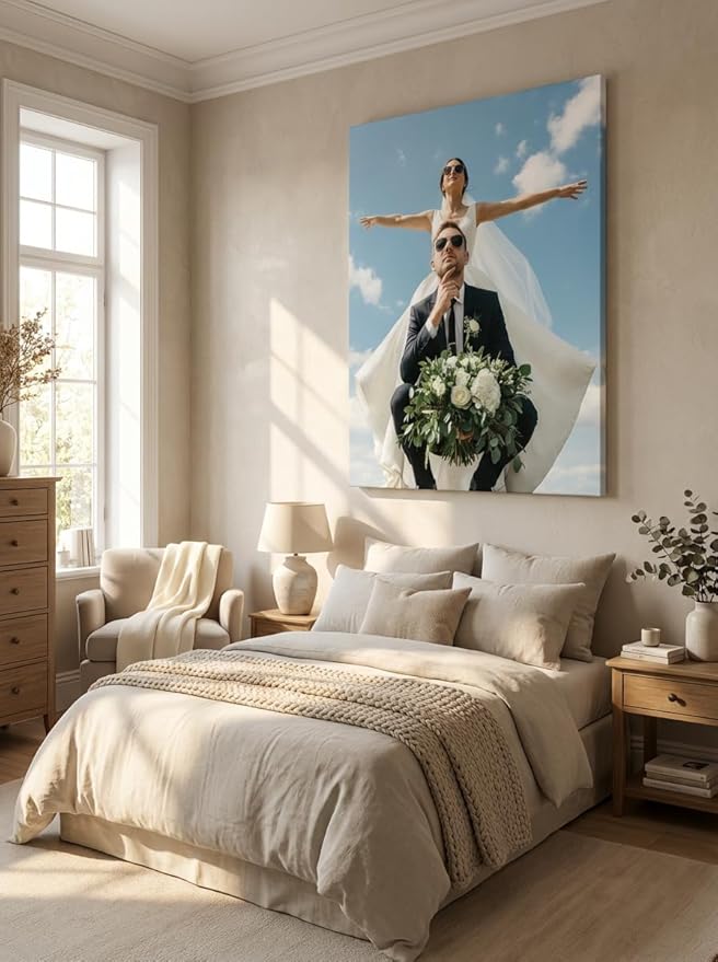 Custom Canvas Prints with Your Photos, Frameless Wall Art Canvas, Personalized Photo Print for Home Decor, Family & Pet Pictures, Gifts for Birthday & Anniversary, Made in USA (30"L x 20"W)