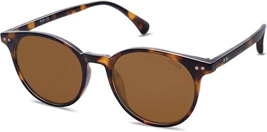 SOJOS Small Round Classic Polarized Sunglasses for Women Men Vintage Style UV400 Lens MAY SJ2113