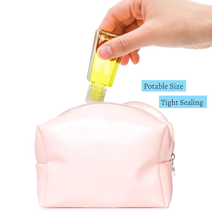 100 Pack 1 OZ Travel Plastic Bottles, Flip Cap Empty Refillable Toiletry Bottle, Mini Clear Hand Sanitizer Bottle, Small Squeeze Sample Container for Shampoo Lotions Liquid Body Soap Cream