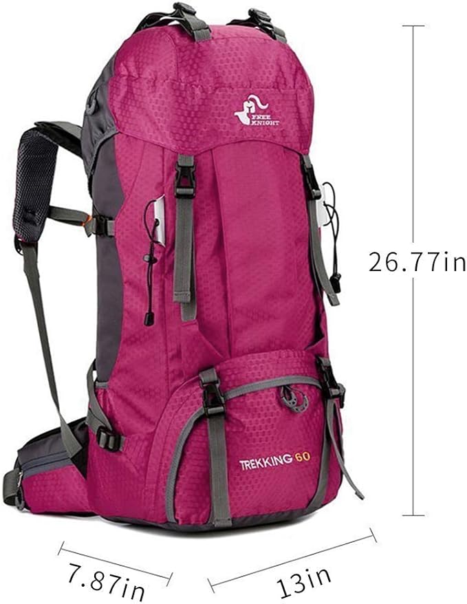 Bseash 60L Waterproof Hiking Camping Backpack with Rain Cover, Large Outdoor Sport Travel Daypack Rucksack for Climbing