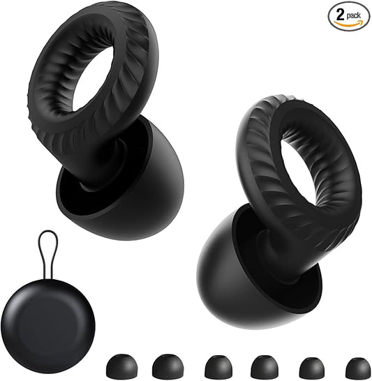 Ear Plugs for Sleeping,30db Noise Reducing Earplugs with 8 Eartips and Carry Case,Reusable earplugs for Sleep,Focus,Snoring,Shooting,Motorcycle,Airplanes,Musicians. (Black, L-M-S-XS)