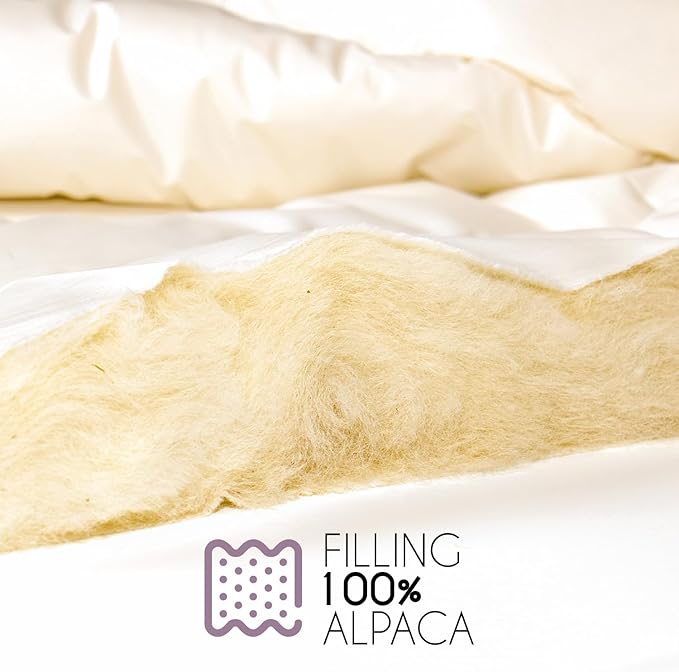 Queen Extra Warm 100% Fine Alpaca Duvet - Premium Cotton Cover, 6,66 lb Filling, Ideal for Winter, Breathable & Temperature-Regulating, 92 x 94 inches