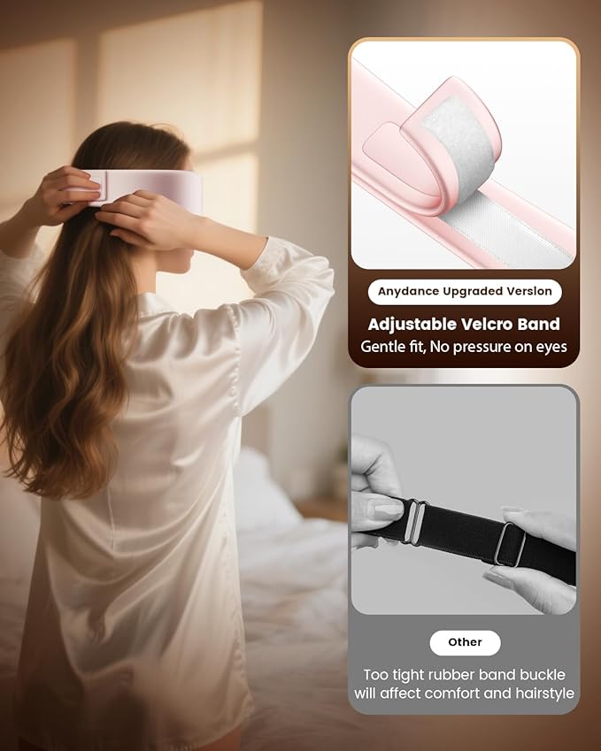 Heated Eye Mask - Cordless Eye Mask for Dry Eyes - Eye Heating Pad with LED Display, Eye Relief, 4 Temperature, Improved Sleep, Travel, Office, Includes Removable and Washable Shells Black and Pink