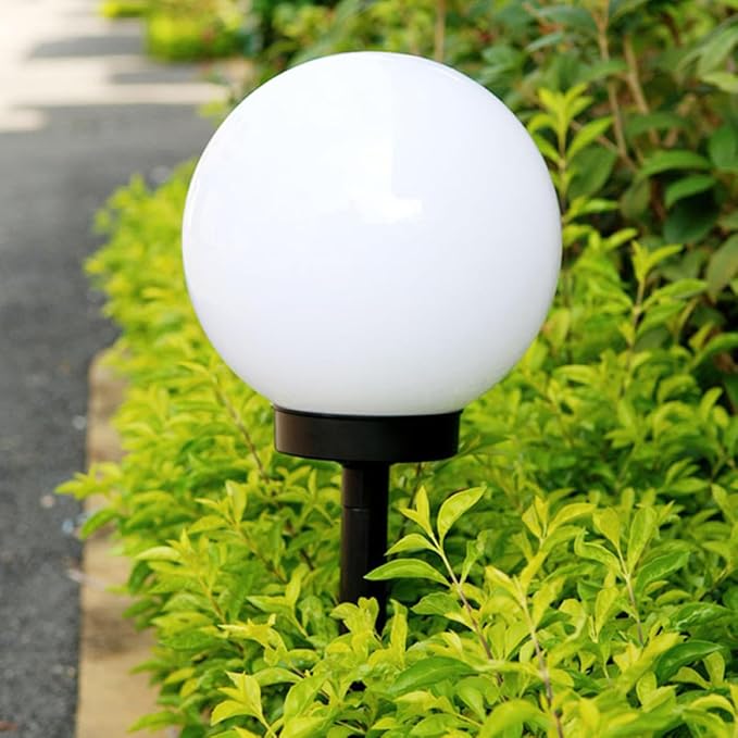 NUOBESTY 4pcs Solar Lawn Lights Outdoor Pathway LED Crackle Globe Solar Sphere Landscape Lighting White Glow Weatherproof Garden LED Light Set