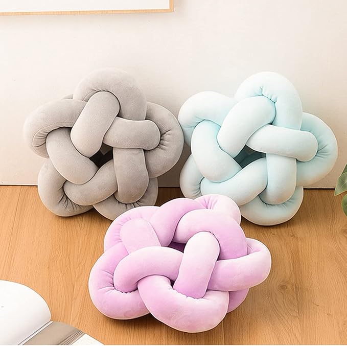 Knot Plush Throw Pillow Kids Handmade Knotted Star Pillow Soft Sofa Lumbar Cushion Stuffed Cushion Home Office Children Room Decor, Emerald Green