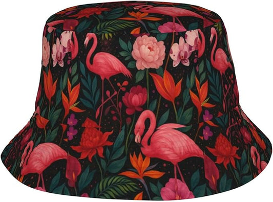 Unicorn and Pink Flower Fisherman Hat Summer Foldable UV Protection Sun Hat