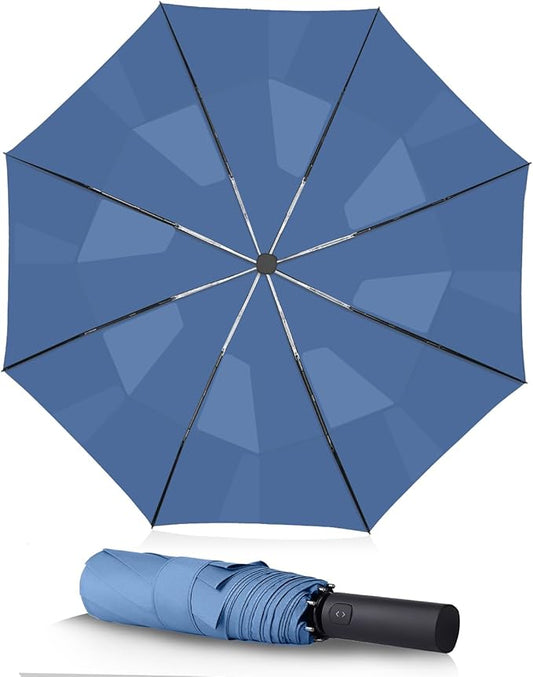 BAODINI Windproof Umbrella for Rain Folds Easily Automatic Open Close 46 inch Compact Travel Portable Umbrella for Men and Women