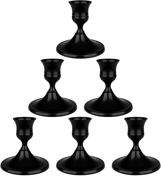 Black Candle Holder Taper Candle Holders, Set of 6 Candlestick Holders Decor for Home Decor, Metal Taper Candleholder for Fall Thanksgiving Halloween Christmas Table Fireplace Decor (6, Black)