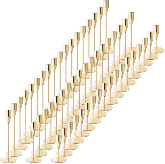 Taper Candle Holders,Tall Metal Candlestick Holders,French Gold,Set of 54,Three Heights,Candle Stick Holder for Wedding Centerpiece Decoration,Dinning,Festival,Party or Home Decor