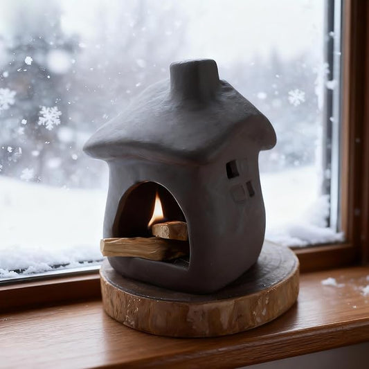 House Palo Santo Burner - Mini Ceramic Chiminea Holder with Stable Base | Perfect for Burning Sage, Incense Cones & Essential for Zen Altars, Meditation, Yoga, Home Decor & Thoughtful Gifts.
