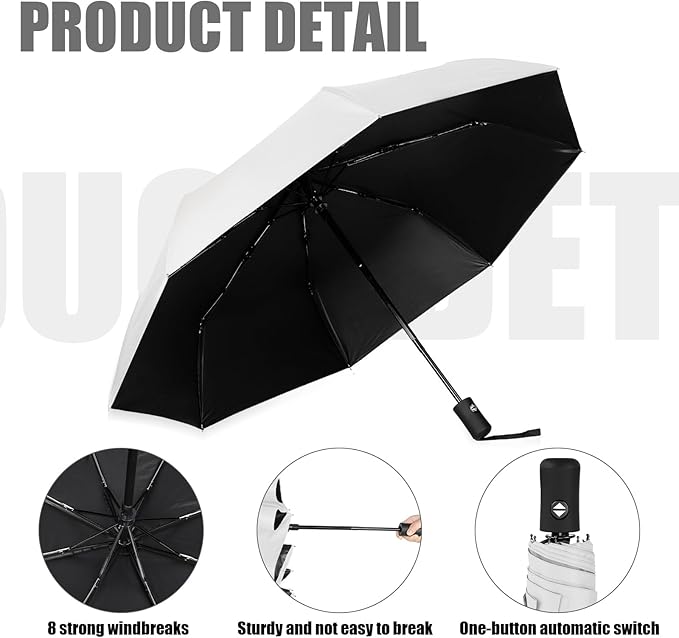 Jexine 6 Pcs Travel Compact Umbrella Automatic Open Close Windproof Small Light Backpack Purse Car Portable Collapsible Umbrella for Rain, Men Women