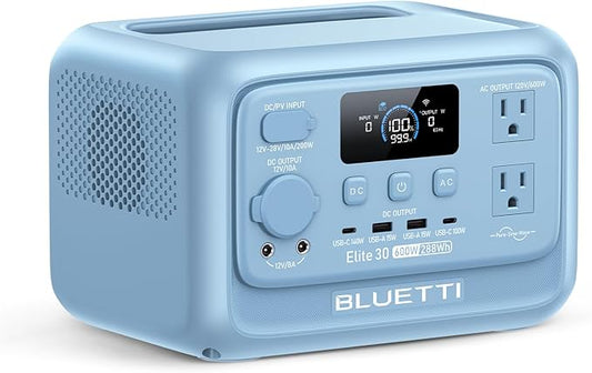 BLUETTI Elite 30 V2 Portable Power Station, 288Wh LiFePO4 Battery with 600W AC Outlet (Power Lifting 1500W), Fast Charge Solar Generator, UPS Backup Power for Outage, Camping, Road Trip