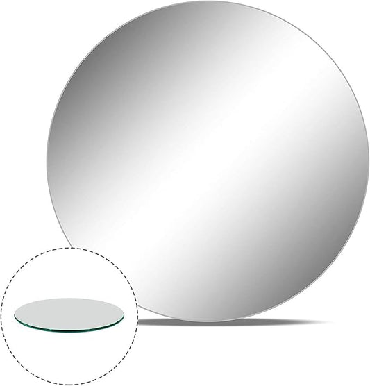 WGVI WGV Round Mirror Plate Sets Bulk 10" Diameter, 4.5 mm Thickness, Frameless Sanded Edges, Quality Thick Candle Tray, Home Event Party Wedding Table Centerpiece Wall Decor, 12 Pieces
