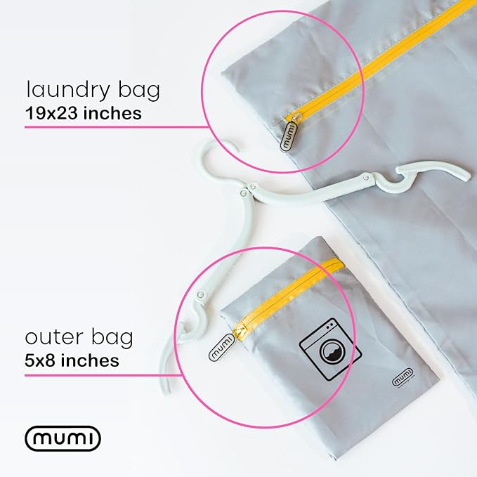 Mesh Laundry Bags for Delicates – MUMI Travel Laundry Bag with Hanger & Pouch | Large Lingerie Wash Bag for Washing Machine, Baby Clothes, Gym & Travel | Odor-Resistant Laundry Mesh Bag - Orange