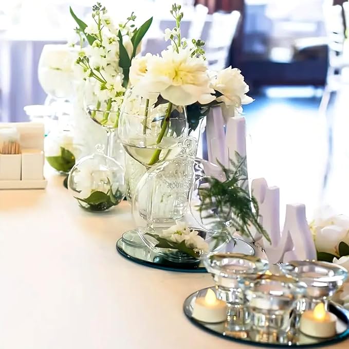 16Pack Round Mirror Plates for Centerpieces, 10inch Mirror Trays Flat Circle Mirrors for Tables Centerpieces, Circle Candle Plate Mirror Centerpiece Table Decorations for Wedding Decorations Party