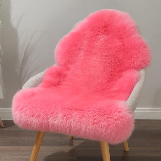 LLB Genuine Sheepskin Area Rug Wool Rug Fur Carpet Fluffy Shaggy Fur Rug for Living Room Kids Bedroom Real Sheepskin Throw Lambskin Rugs Sofa Mat Chair Seat Covers (Pink, 2 x 3 ft Sheepskin)