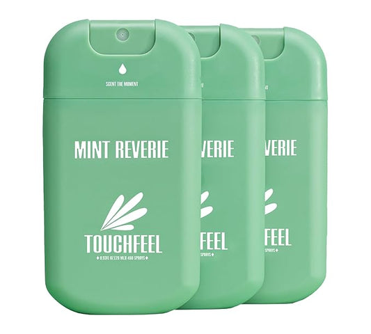 Spray Hand Sanitizer Travel Size Scented 3-Pack - Refillable Hydrating Hand Sanitizers Portable Design Travel Essentials (Mint Reverie) 0.93Fl Oz Each