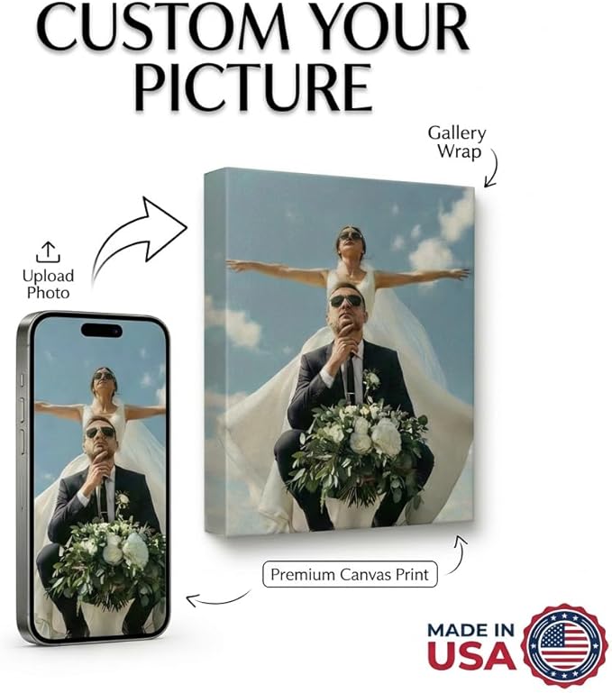 Custom Canvas Prints with Your Photos, Frameless Wall Art Canvas, Personalized Photo Print for Home Decor, Family & Pet Pictures, Gifts for Birthday & Anniversary, Made in USA (28"L x 22"W)