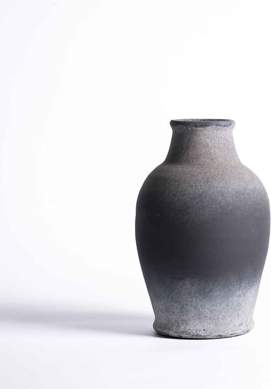 Handmade Porcelain Decorative Vase, Agne Gray, 8.3 x 5.5 inches. Rustic Design exudes Distinctive Charm, complementing Pastoral, Country, and Diverse Decor Styles.