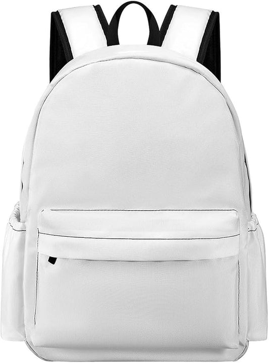 White Backpack Adult Travel Daybag for Women Men College Backpack for Vacation Hiking Camping Bag