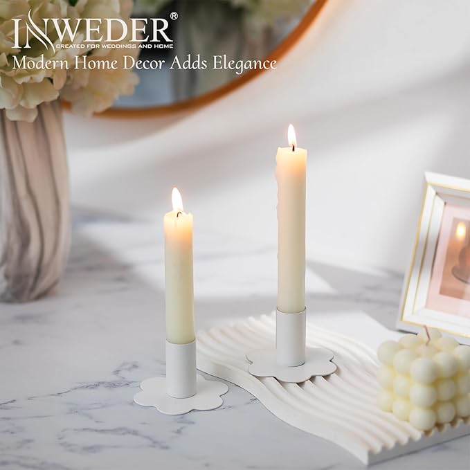 Candlestick Holders Taper Candle Holders: 6Pcs White Candle Holder for Table White Candlestick Holders Candle Sticks Holder Decor Home Flower Candle Holder Wedding Cute Small Candle Holders
