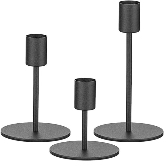 Smtyle Black Candlestick Holders, Set of 3 Metal Taper Candle Holders, Modern Minimalist Matte Candle Stick Holders for Table Centerpieces, Home Decor, Weddings, Vintage Decor