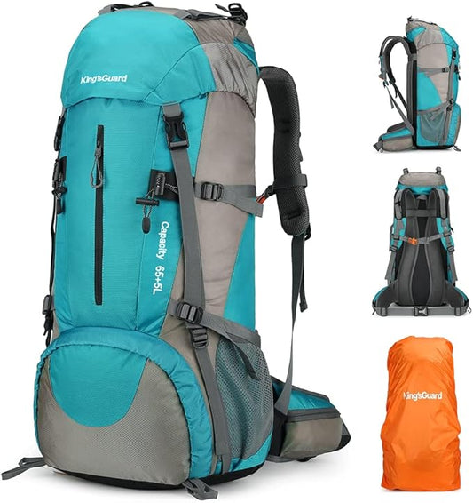 King'sGuard 70L Hiking Backpack with Rain Cover Lightweight Waterproof Travel Camping Backpack Large Backpacking Pack