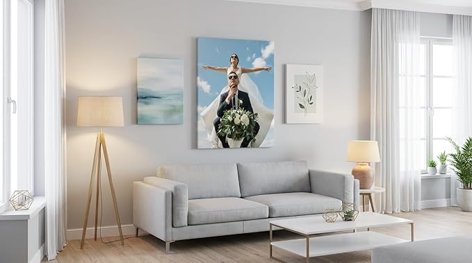 Canvro Custom Canvas Prints with Your Photos, Frameless Canvas Wall Art, Personalized Picture Print, Custom Photo Gifts for Family, Pets, Birthday, Anniversary, Home Décor (16" L x 12" W)